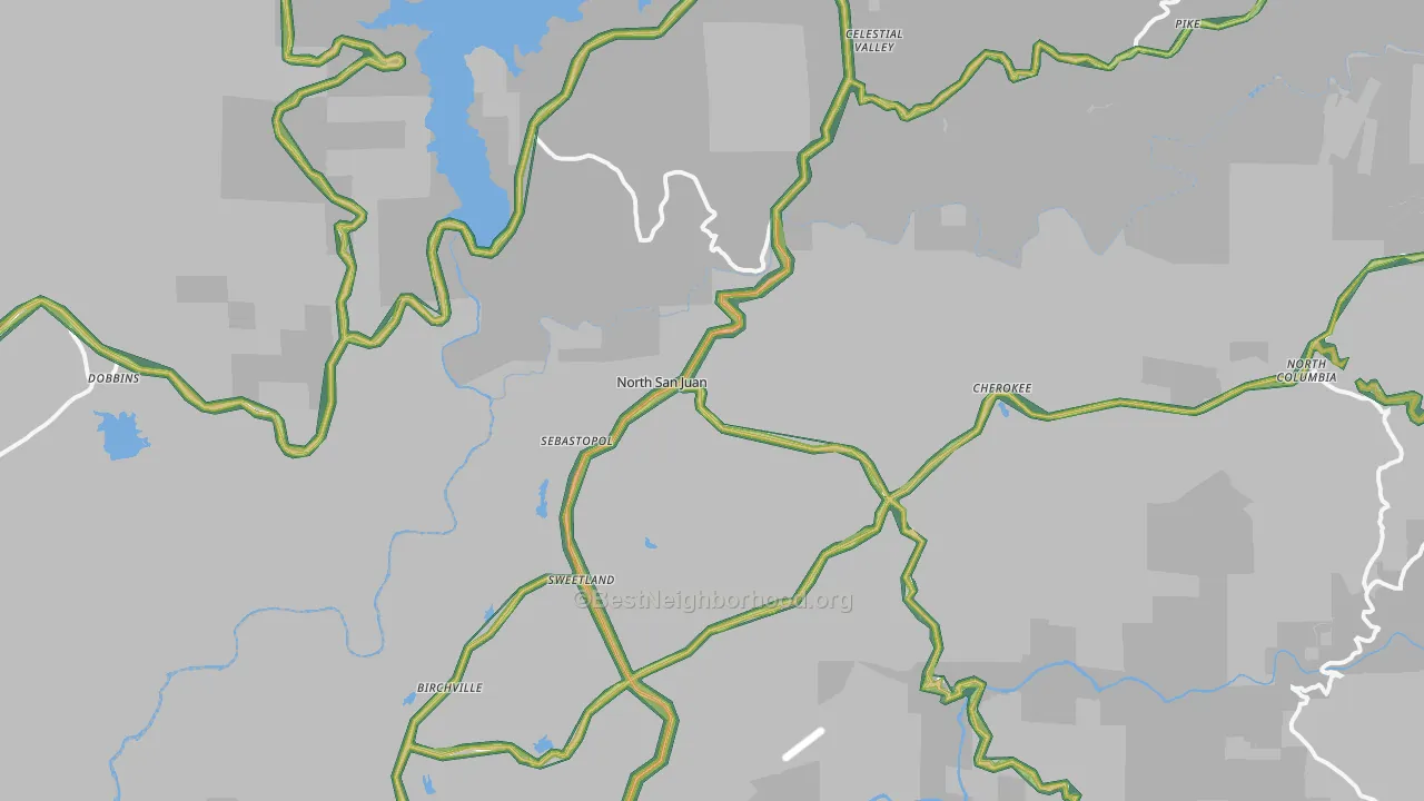 95960, CA Map of Noise Levels in 95960