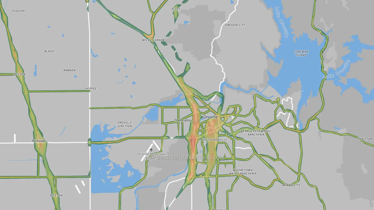 95965, CA Map of Noise Levels in 95965