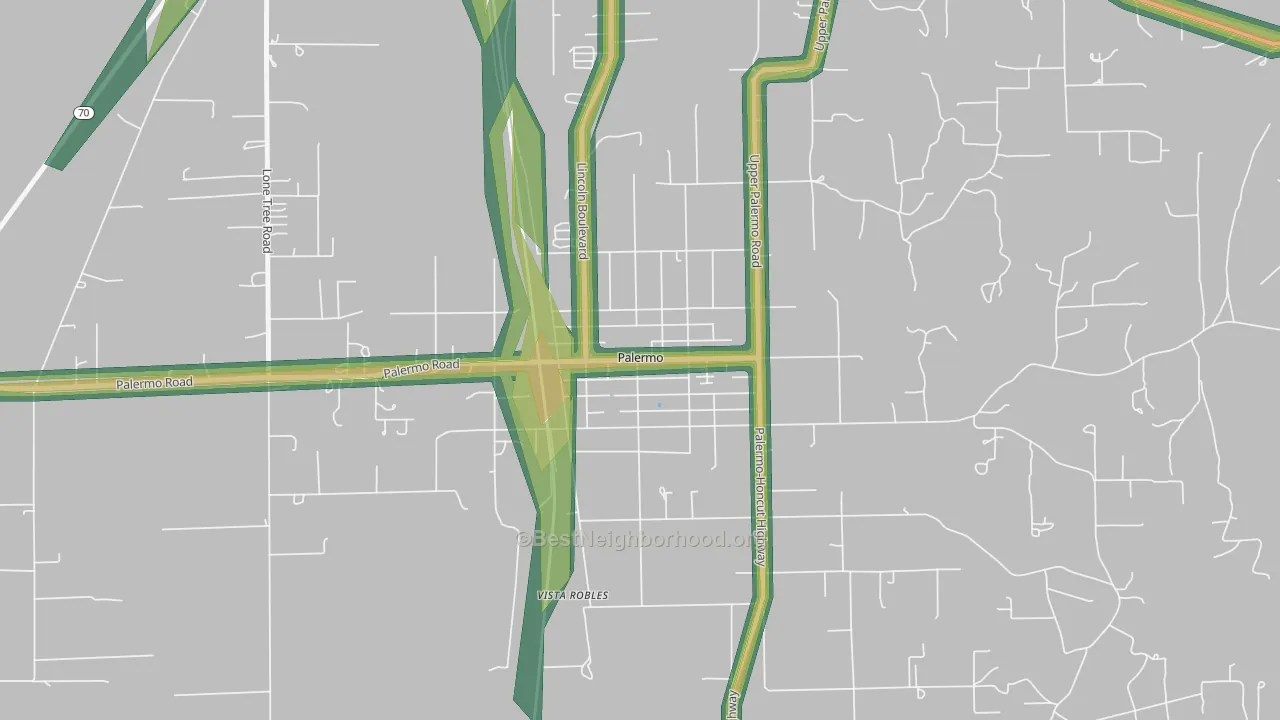 95968, CA Map of Noise Levels in 95968