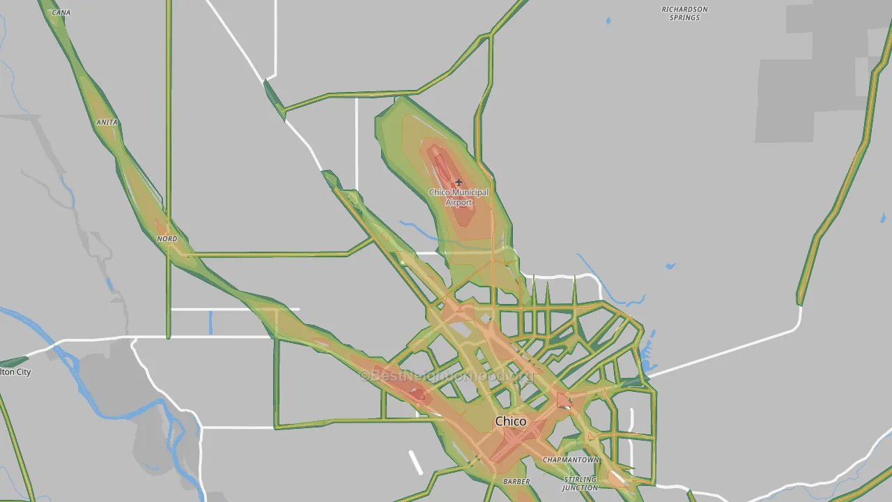 95973, CA Map of Noise Levels in 95973