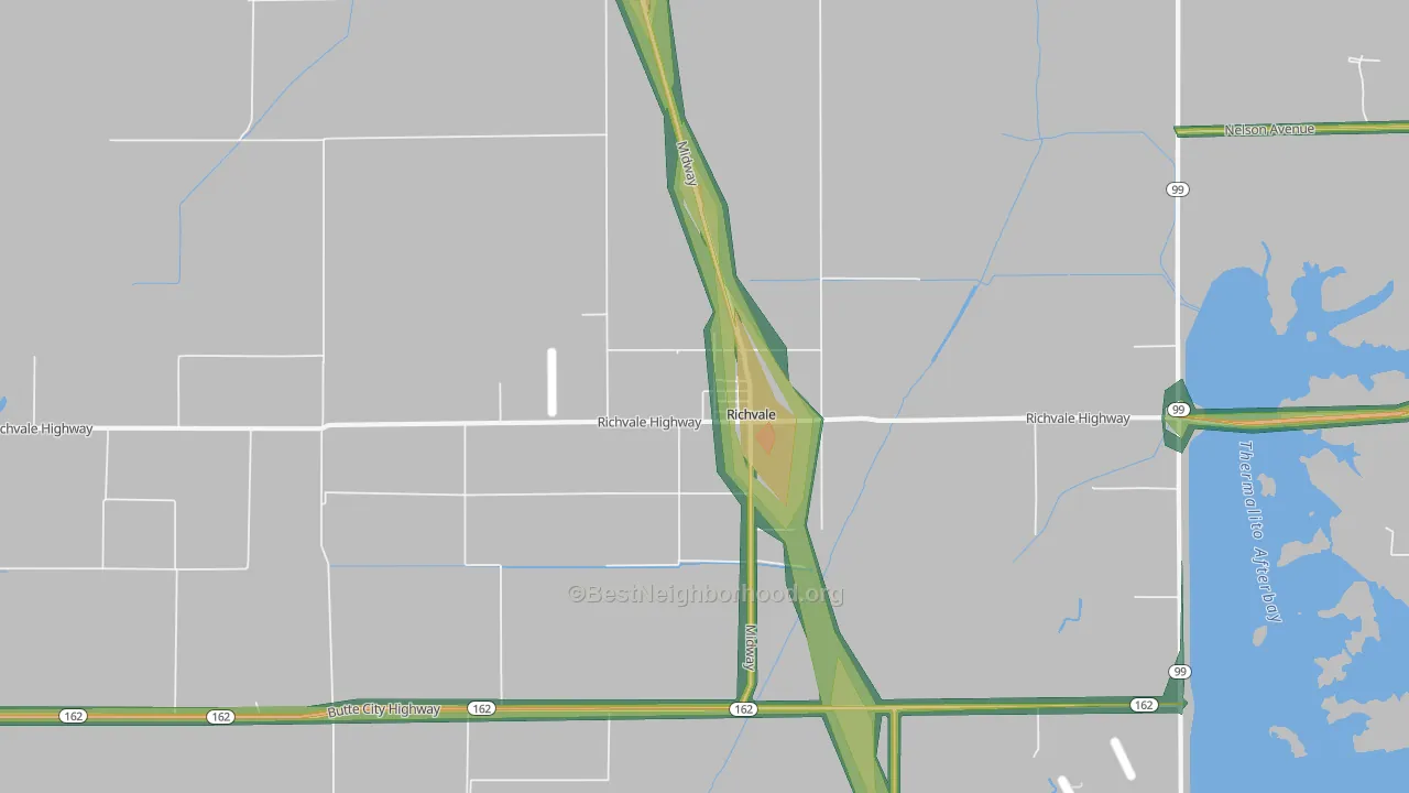 95974, CA Map of Noise Levels in 95974