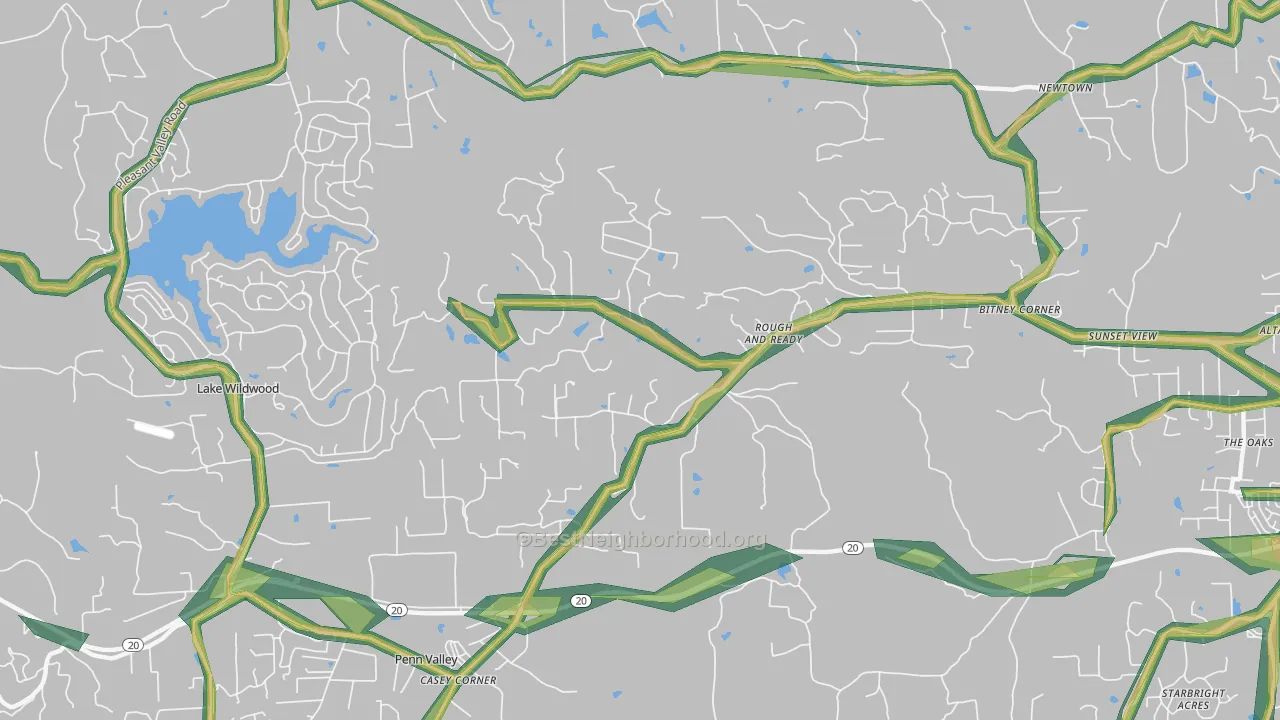95975, CA Map of Noise Levels in 95975
