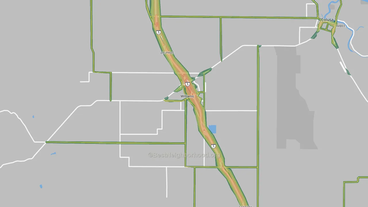 95987, CA Map of Noise Levels in 95987