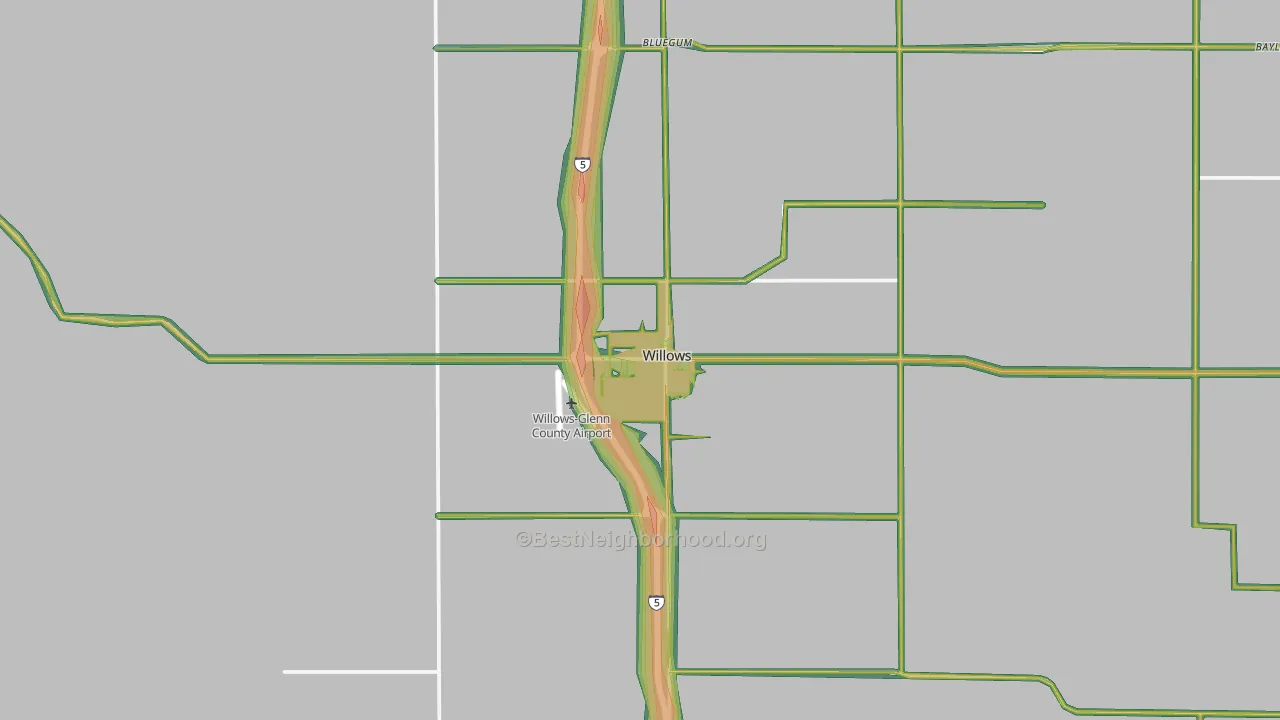 95988, CA Map of Noise Levels in 95988