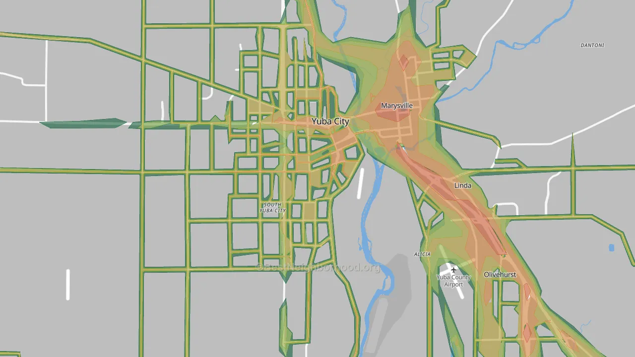 95991, CA Map of Noise Levels in 95991