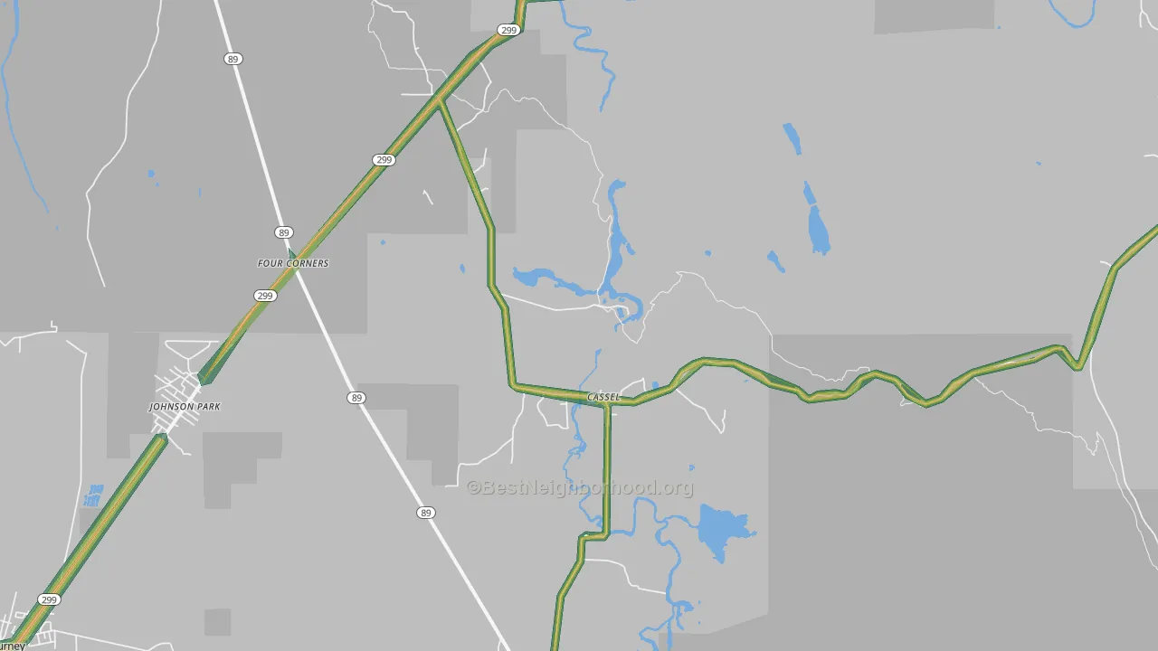 96016, CA Map of Noise Levels in 96016