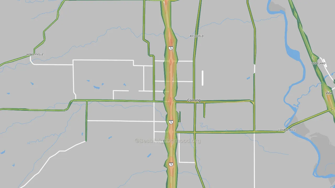 96021, CA Map of Noise Levels in 96021