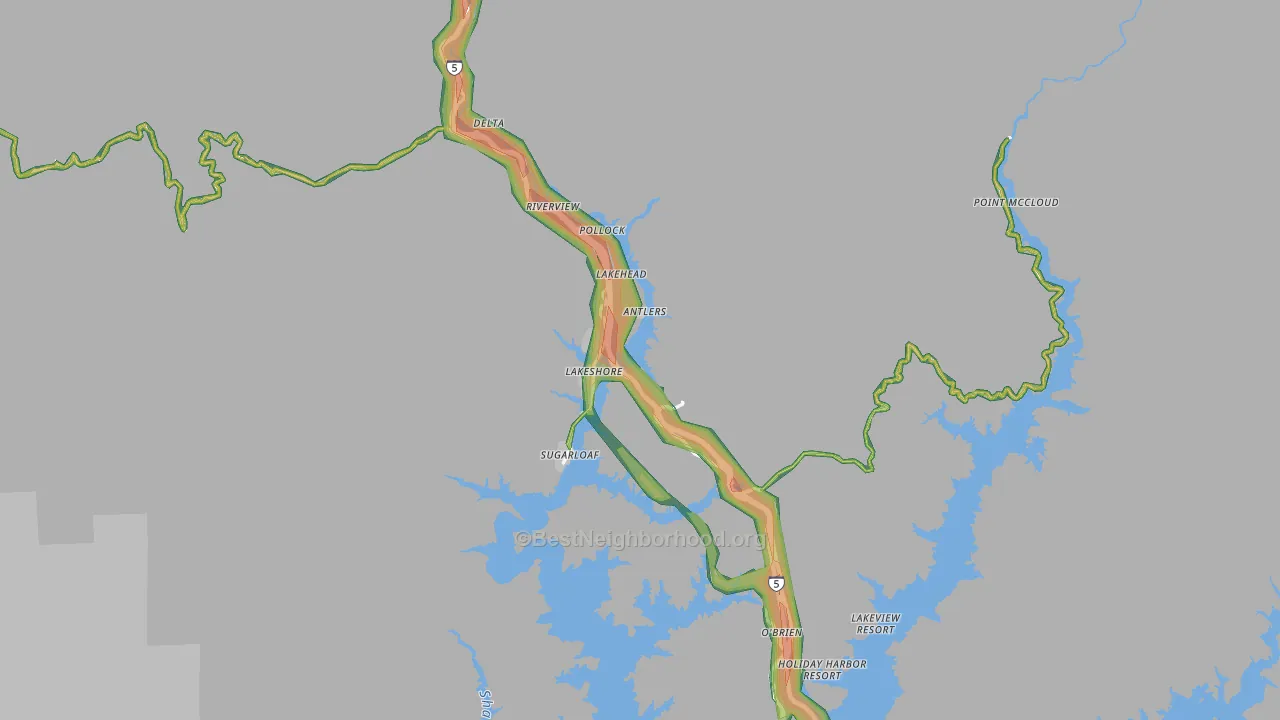 96051, CA Map of Noise Levels in 96051