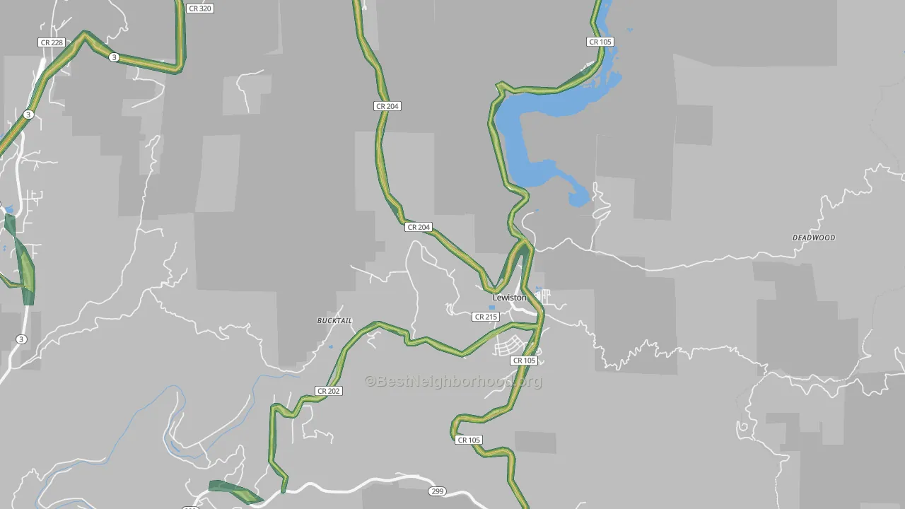 96052, CA Map of Noise Levels in 96052