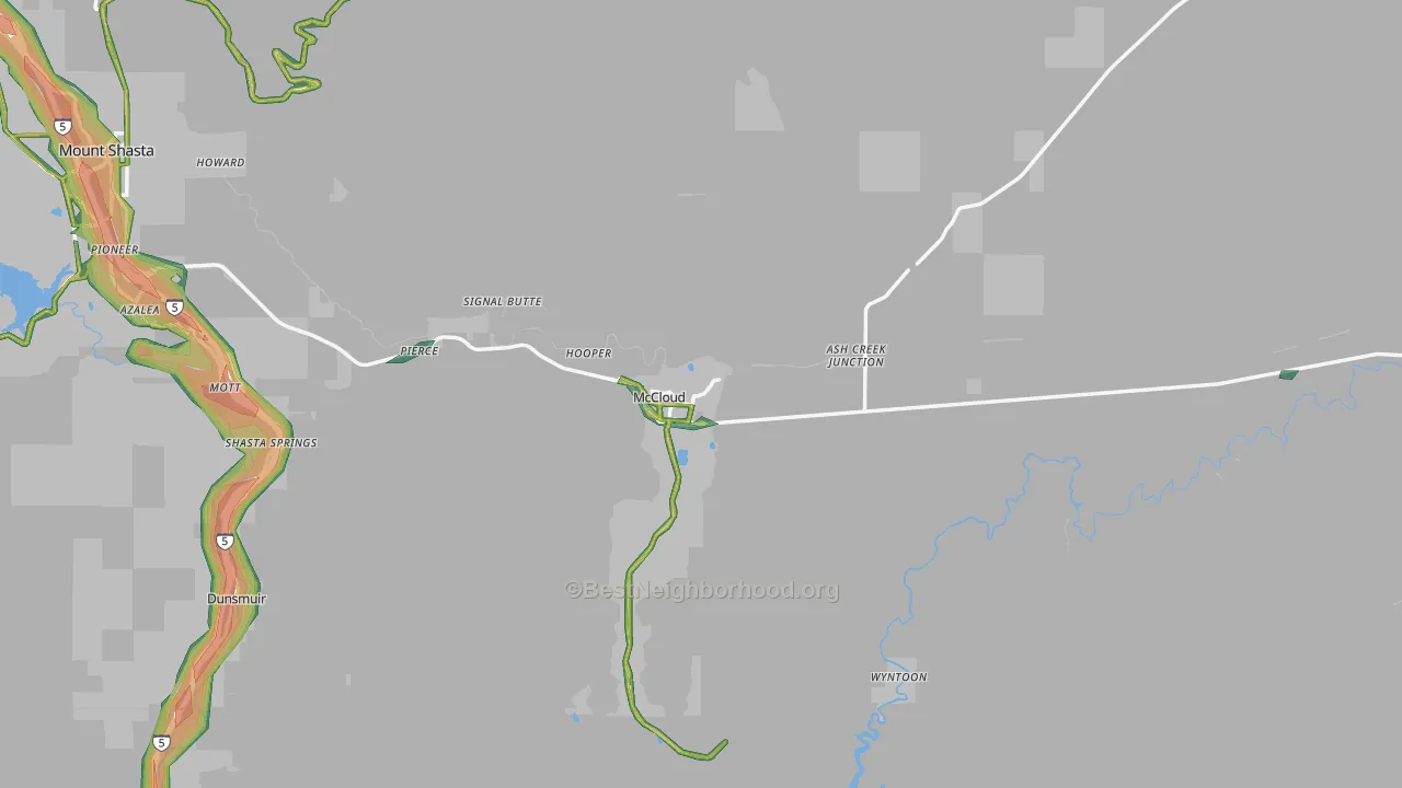 96057, CA Map of Noise Levels in 96057