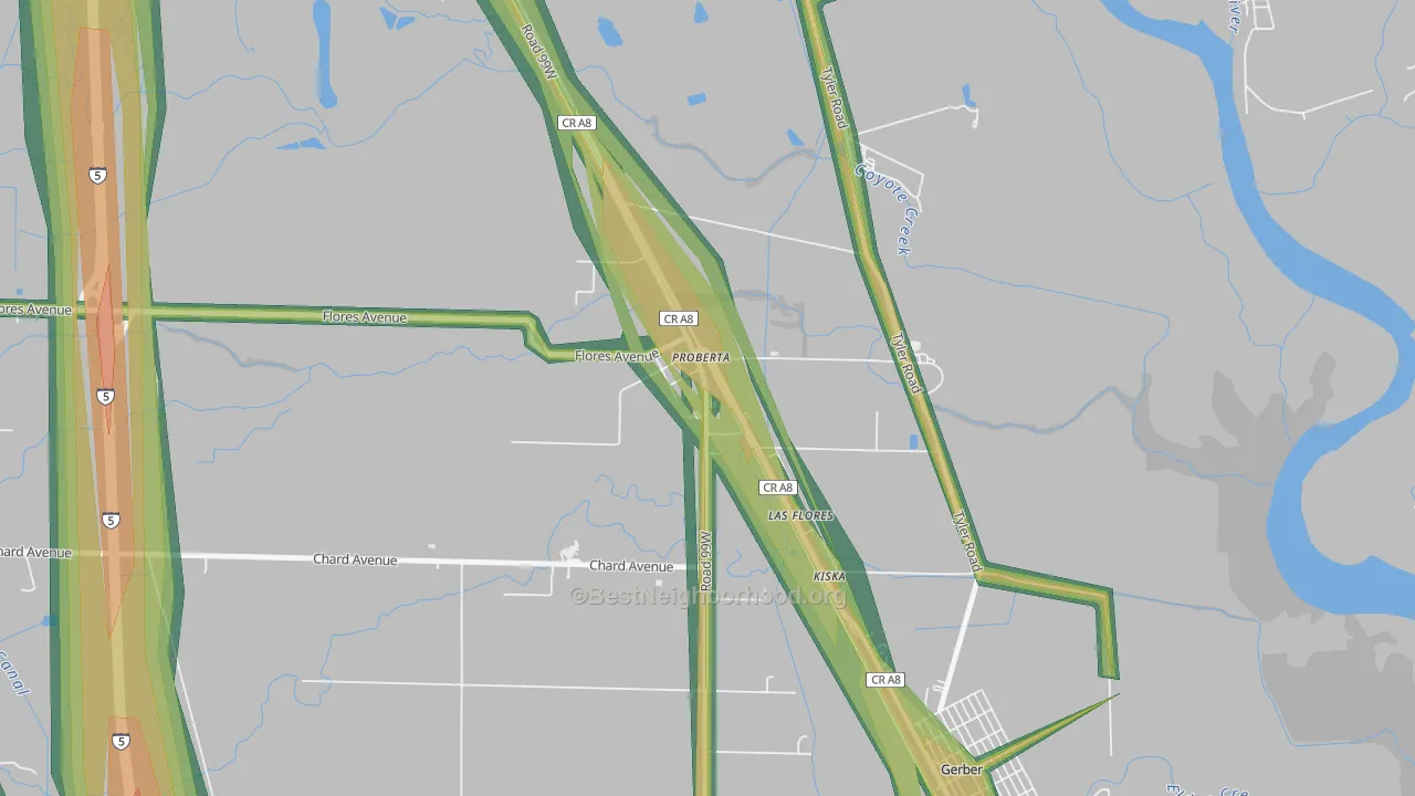 96078, CA Map of Noise Levels in 96078