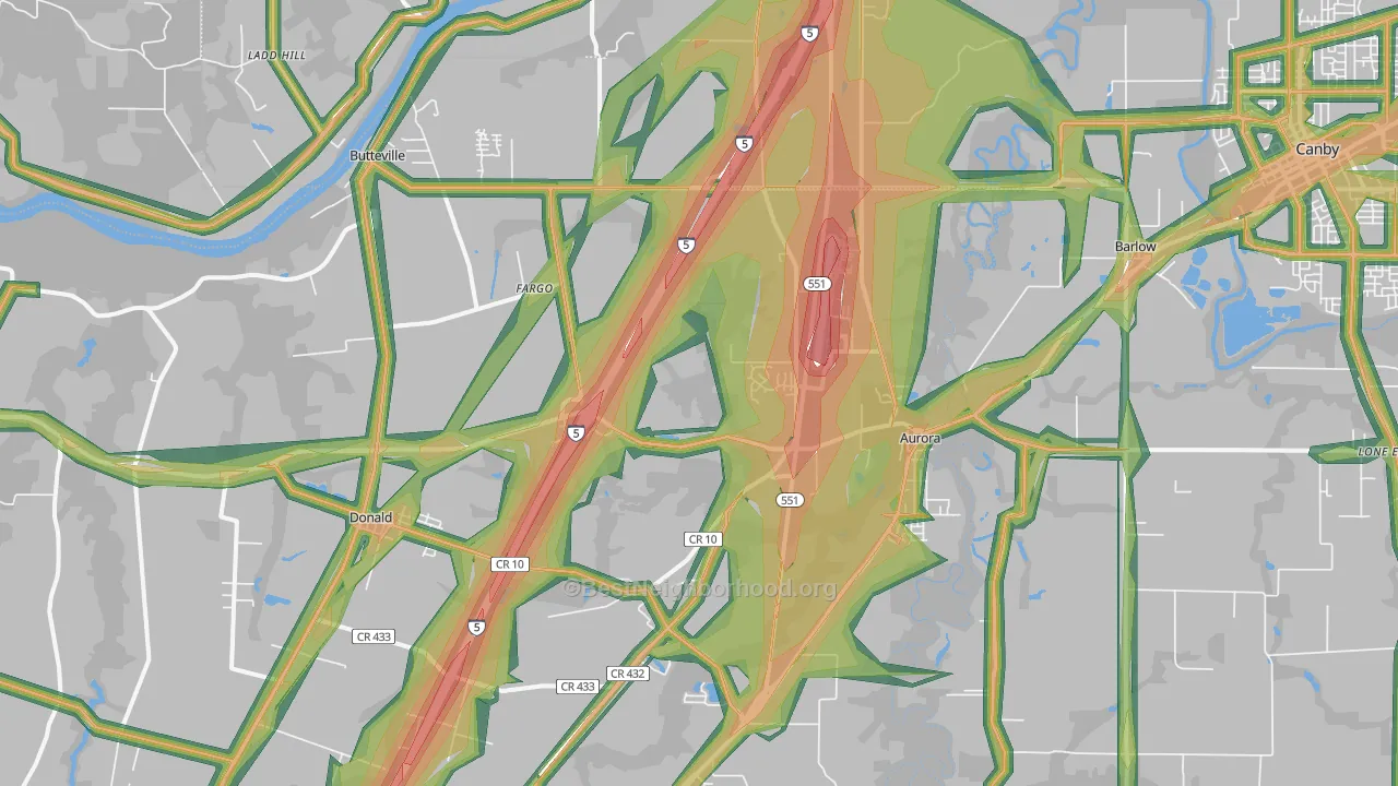 97002, OR Map of Noise Levels in 97002