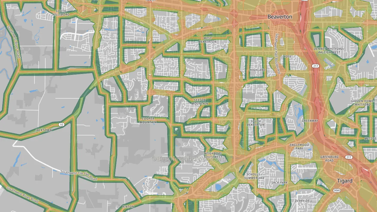97007, OR Map of Noise Levels in 97007