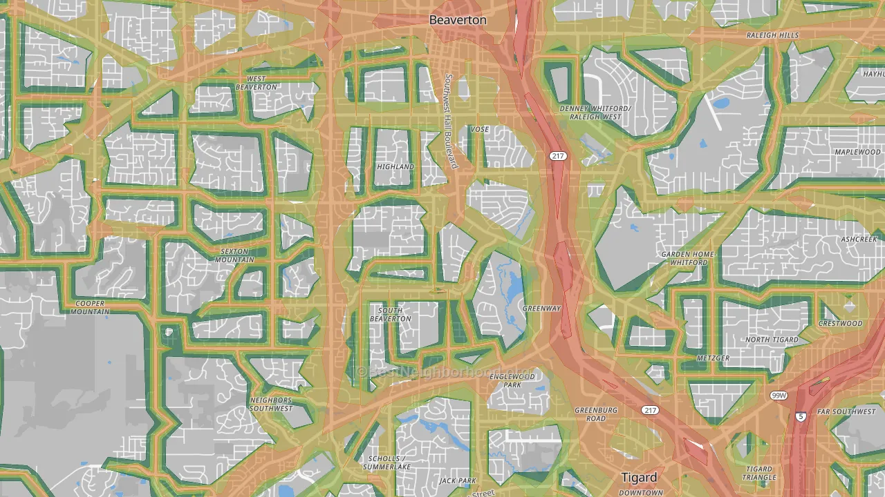 97008, OR Map of Noise Levels in 97008