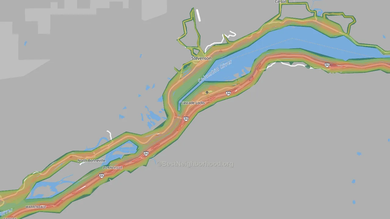 97014, OR Map of Noise Levels in 97014