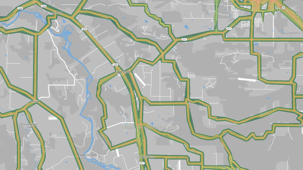 97022, OR Map of Noise Levels in 97022