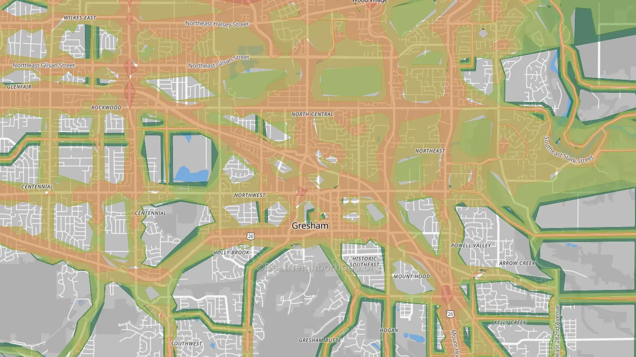 97030, OR Map of Noise Levels in 97030