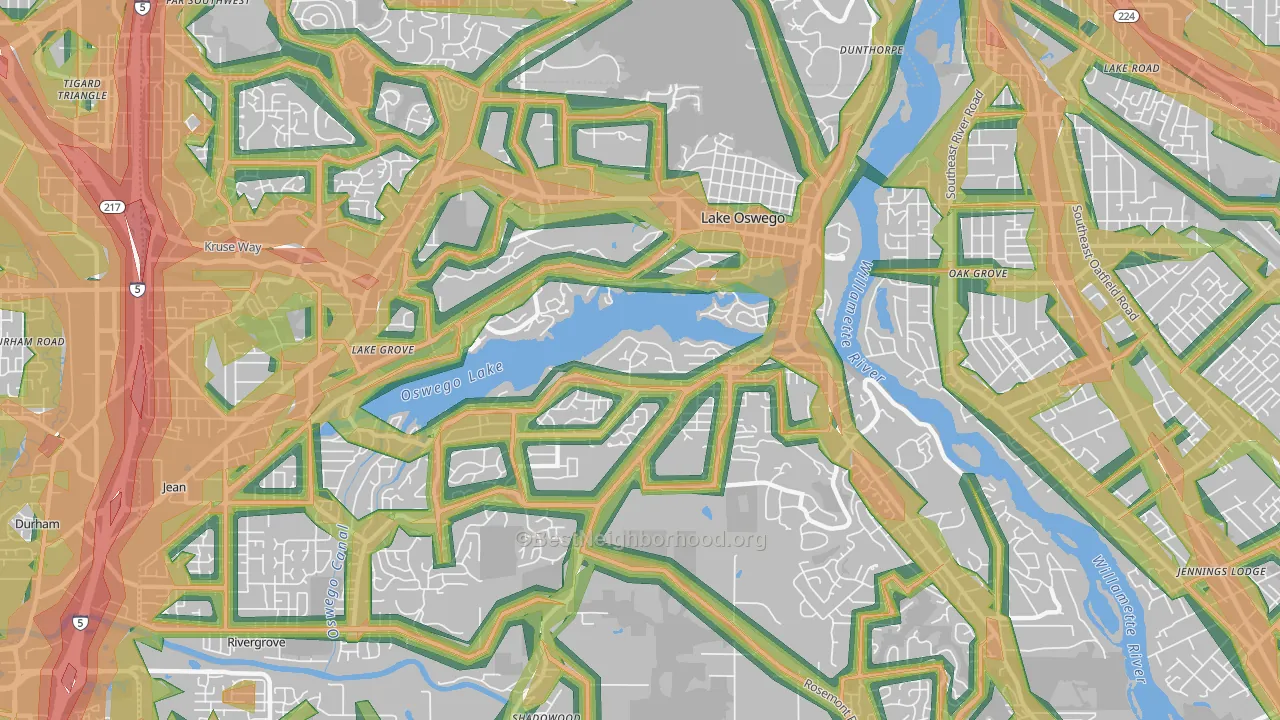 97034, OR Map of Noise Levels in 97034