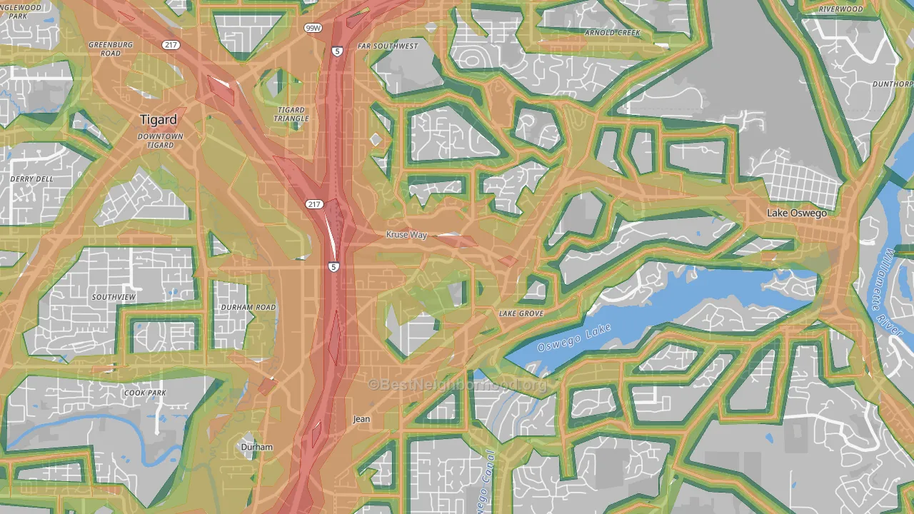 97035, OR Map of Noise Levels in 97035