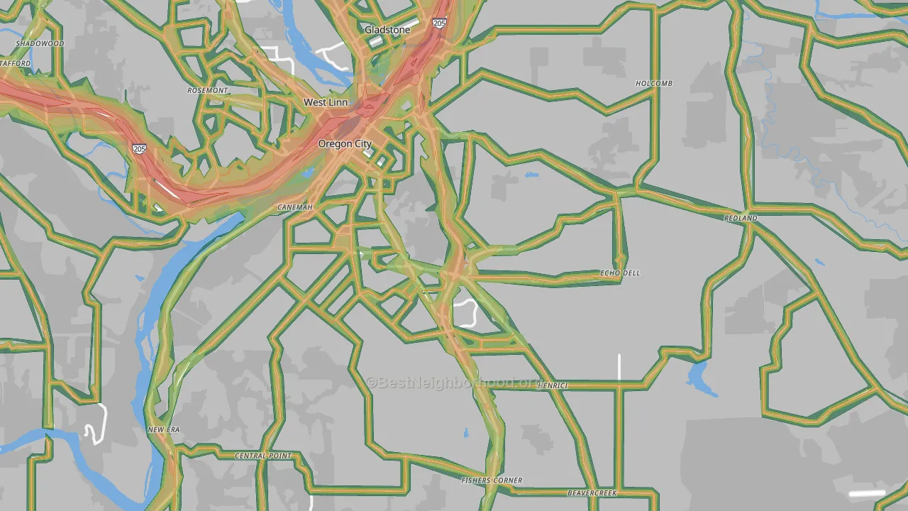 97045, OR Map of Noise Levels in 97045