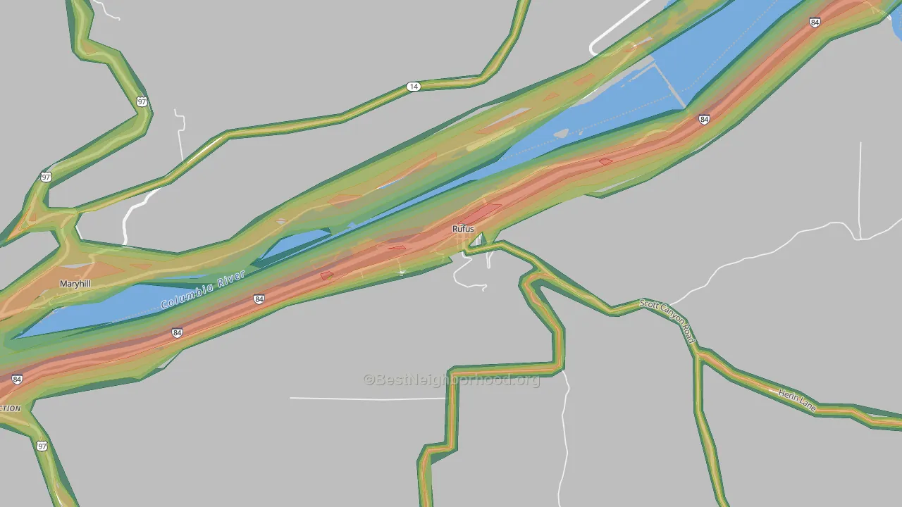 97050, OR Map of Noise Levels in 97050