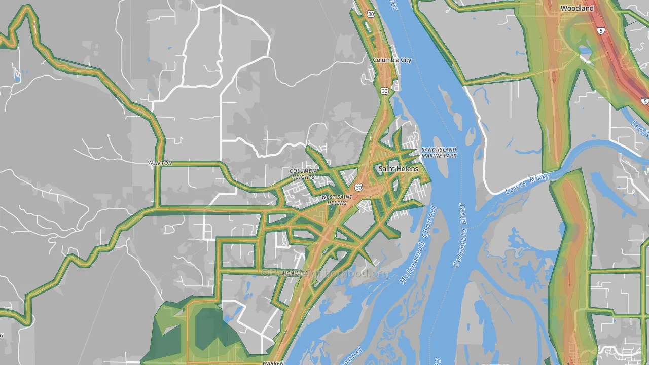 97051, OR Map of Noise Levels in 97051