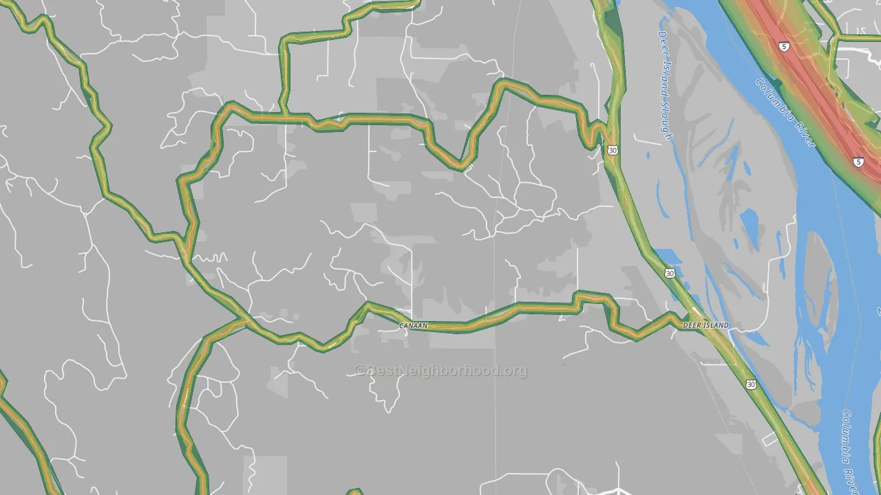 97054, OR Map of Noise Levels in 97054