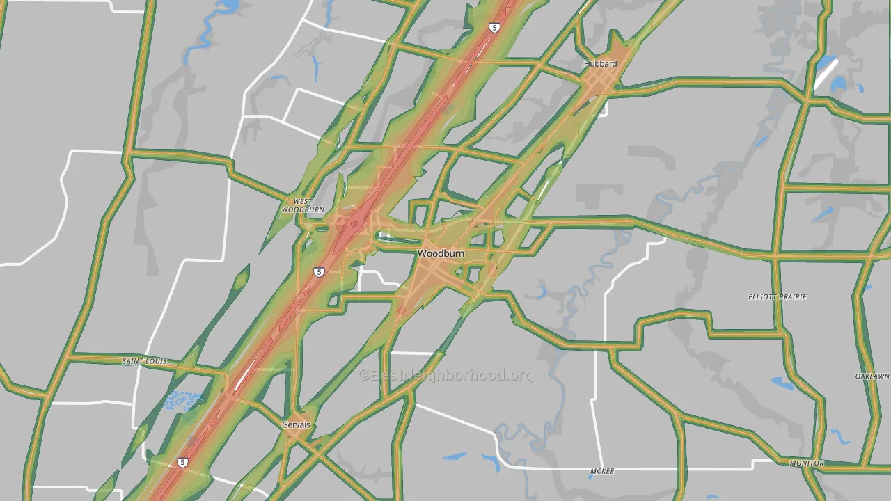97071, OR Map of Noise Levels in 97071