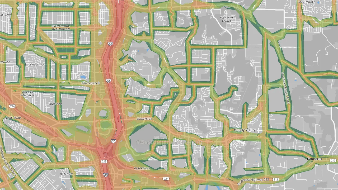 97086, OR Map of Noise Levels in 97086