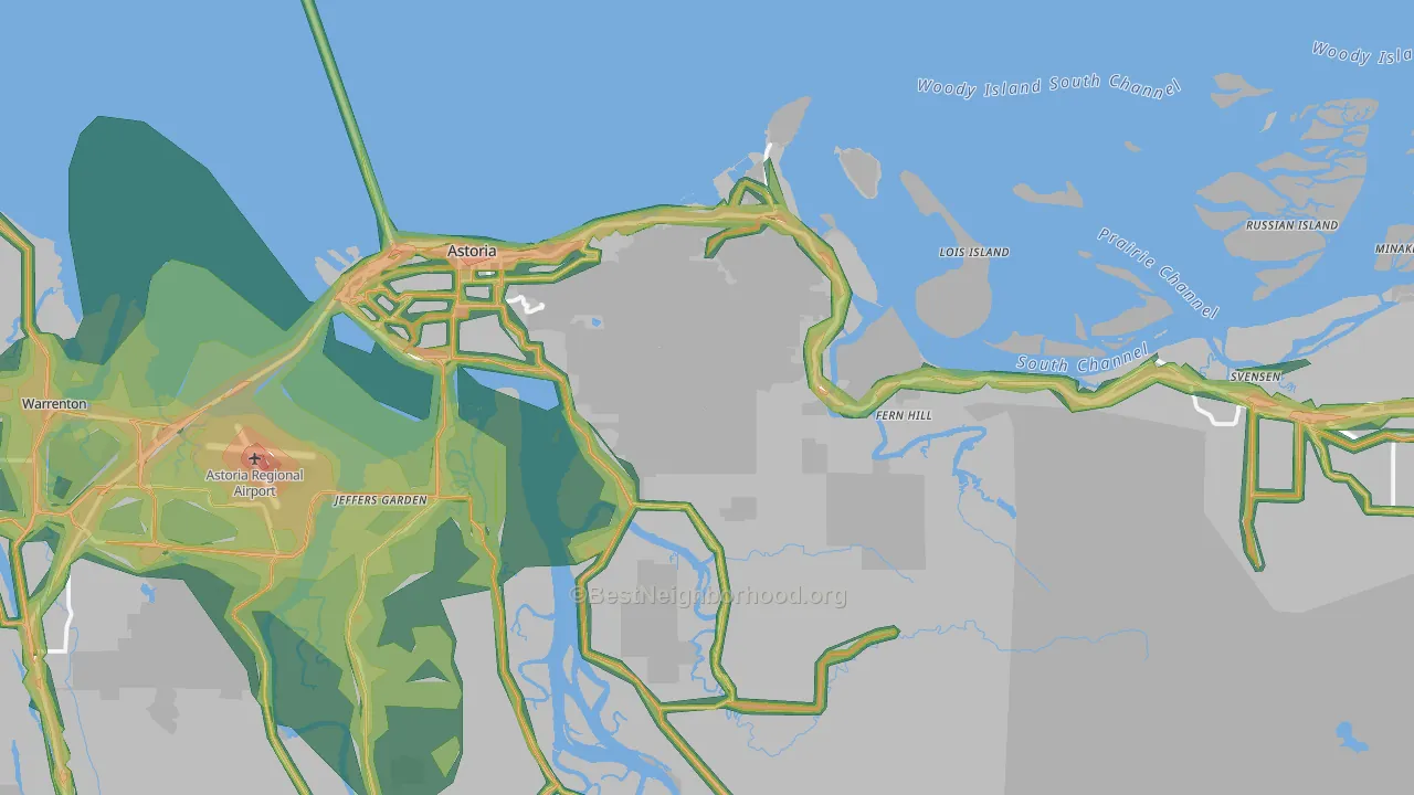 97103, OR Map of Noise Levels in 97103