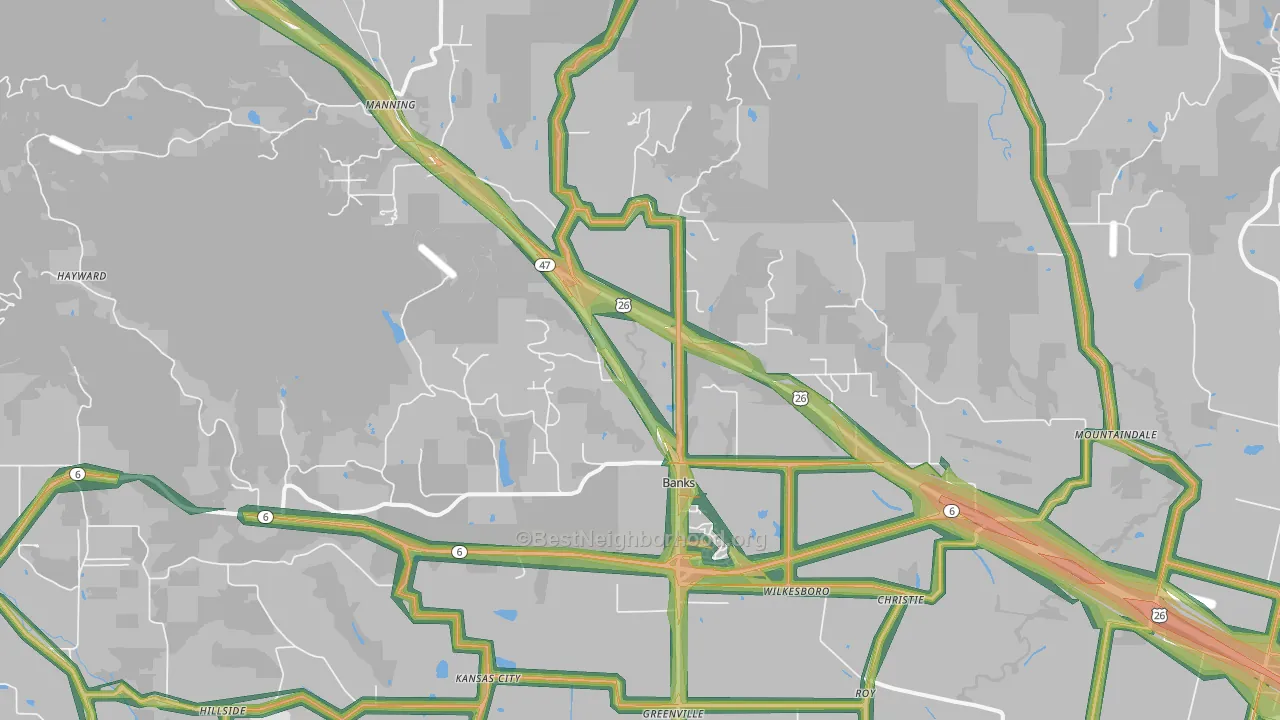97106, OR Map of Noise Levels in 97106