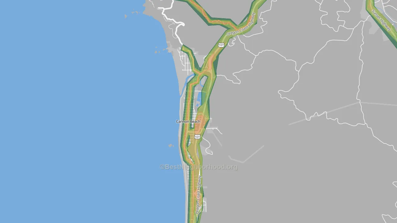 97110, OR Map of Noise Levels in 97110