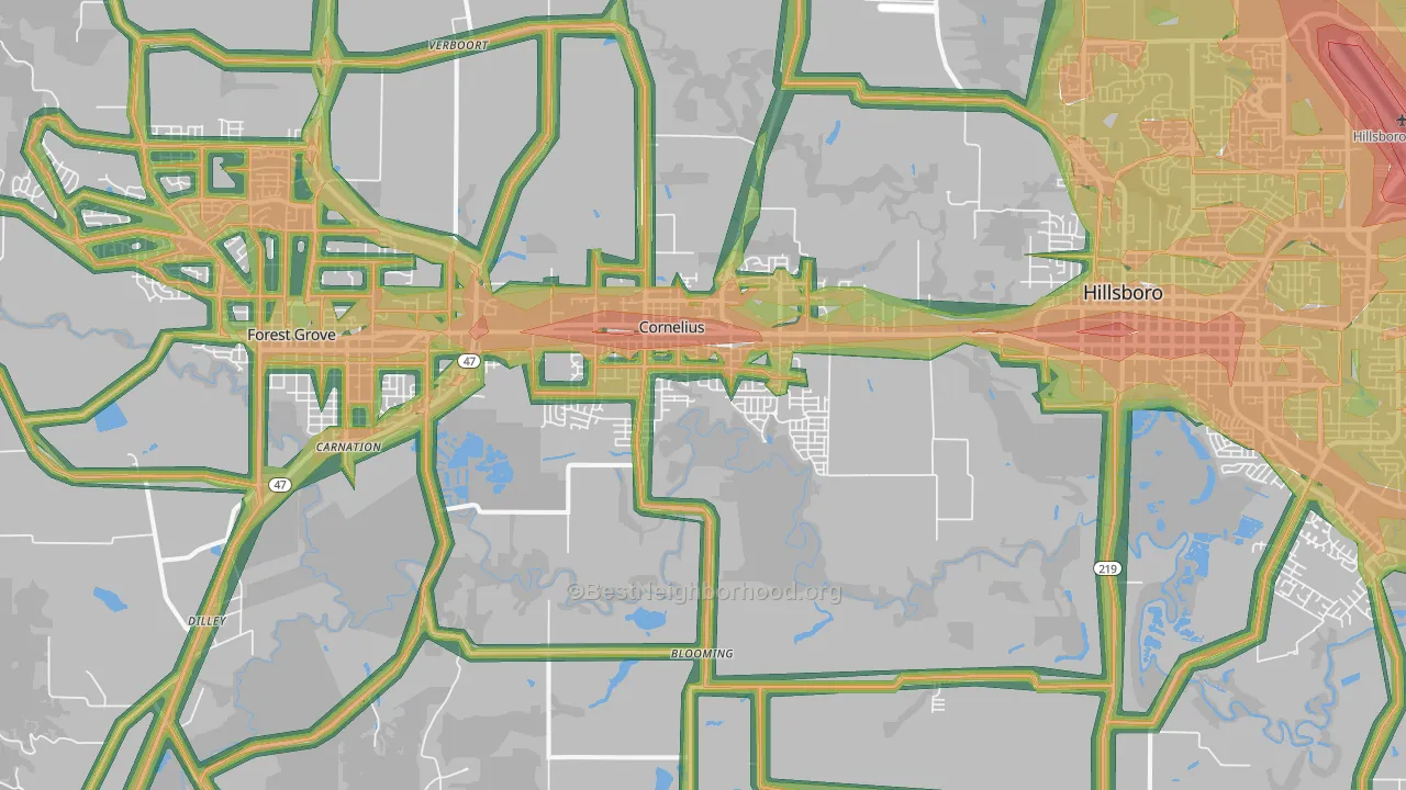 97113, OR Map of Noise Levels in 97113