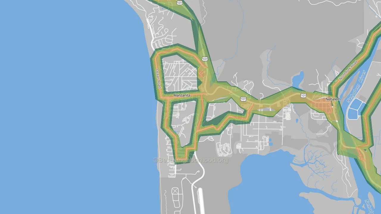 97130, OR Map of Noise Levels in 97130