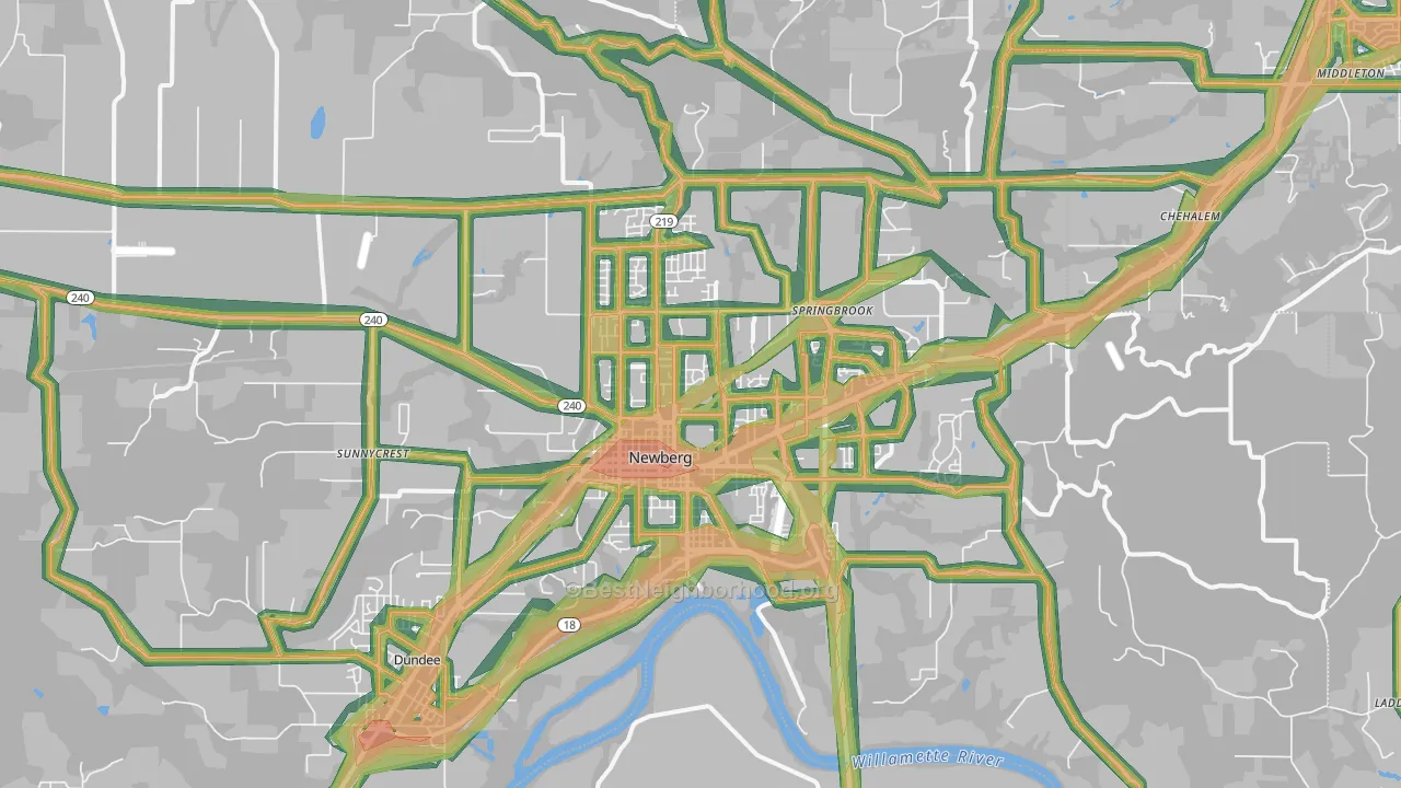97132, OR Map of Noise Levels in 97132