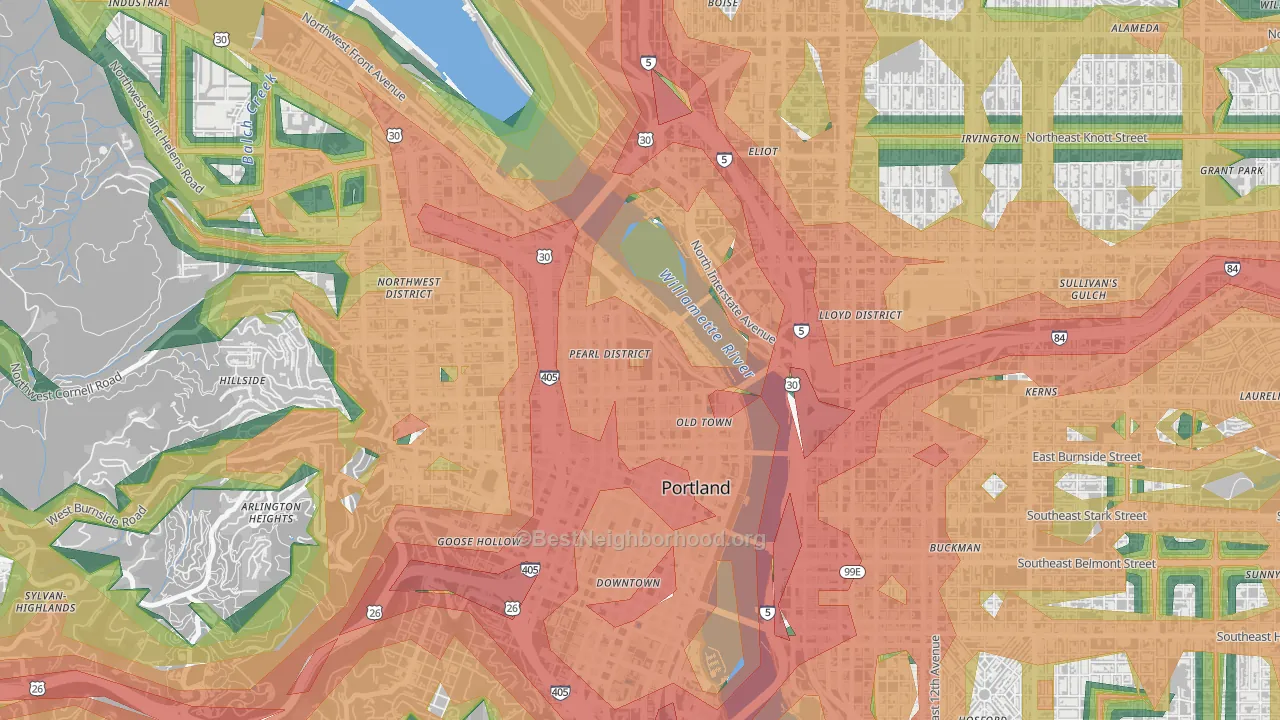 97208, OR Map of Noise Levels in 97208