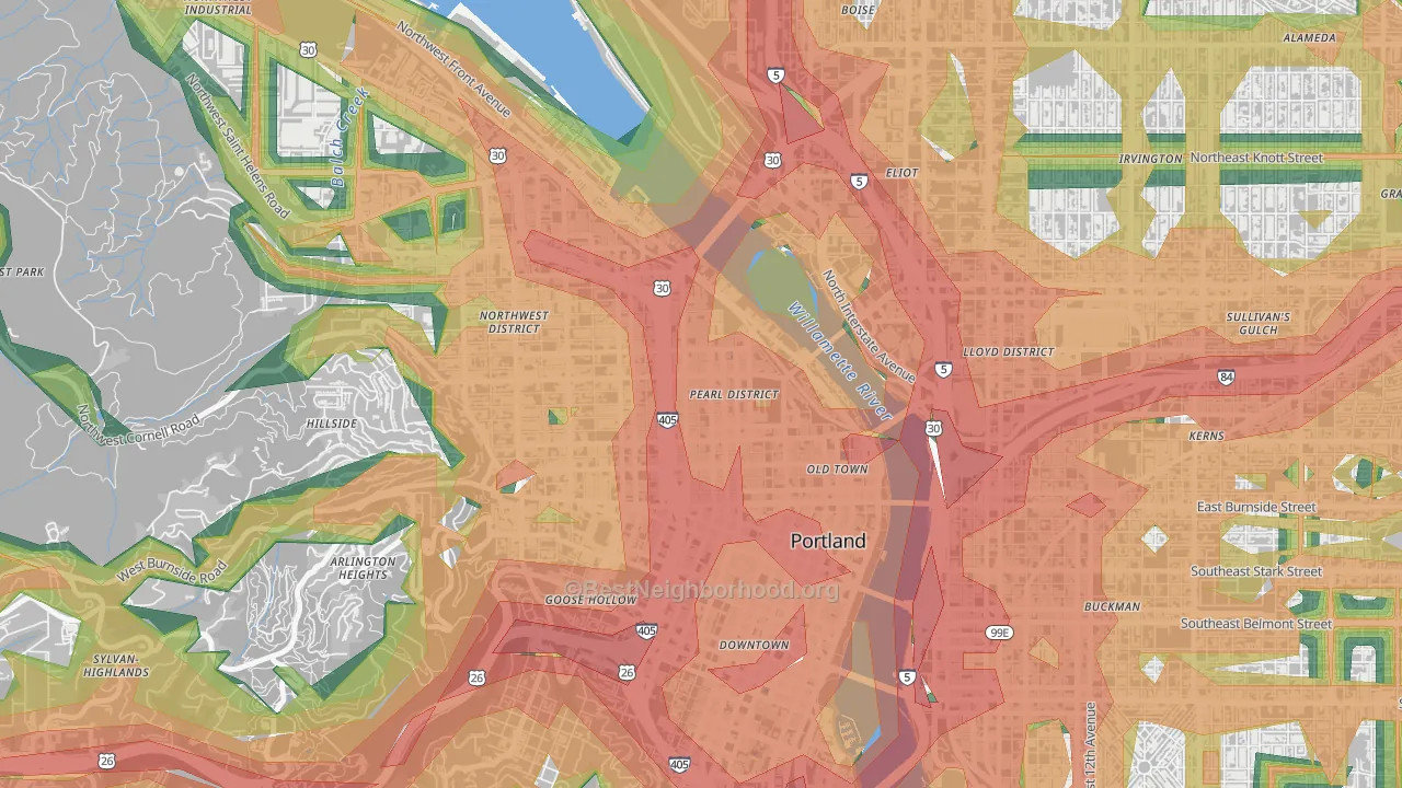 97209, OR Map of Noise Levels in 97209