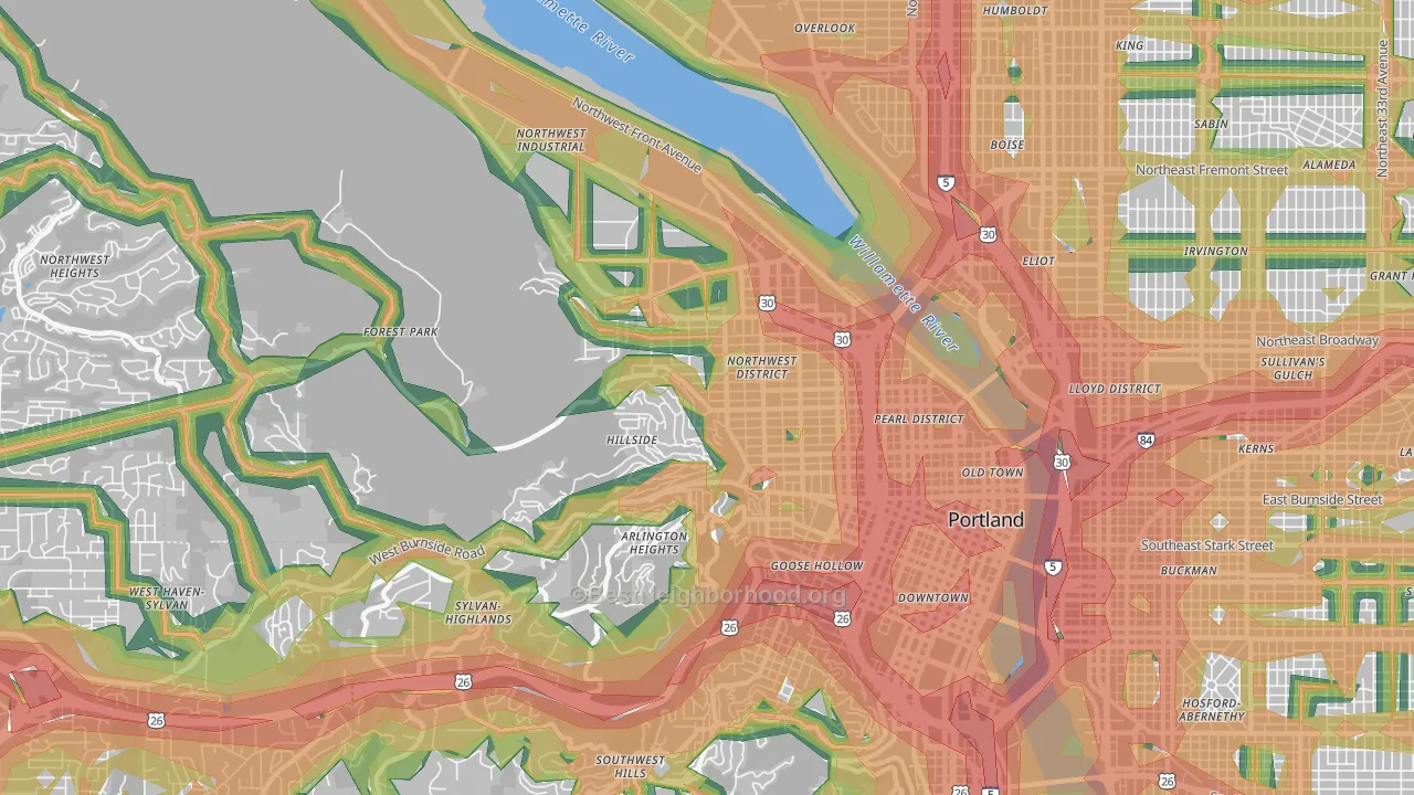 97210, OR Map of Noise Levels in 97210