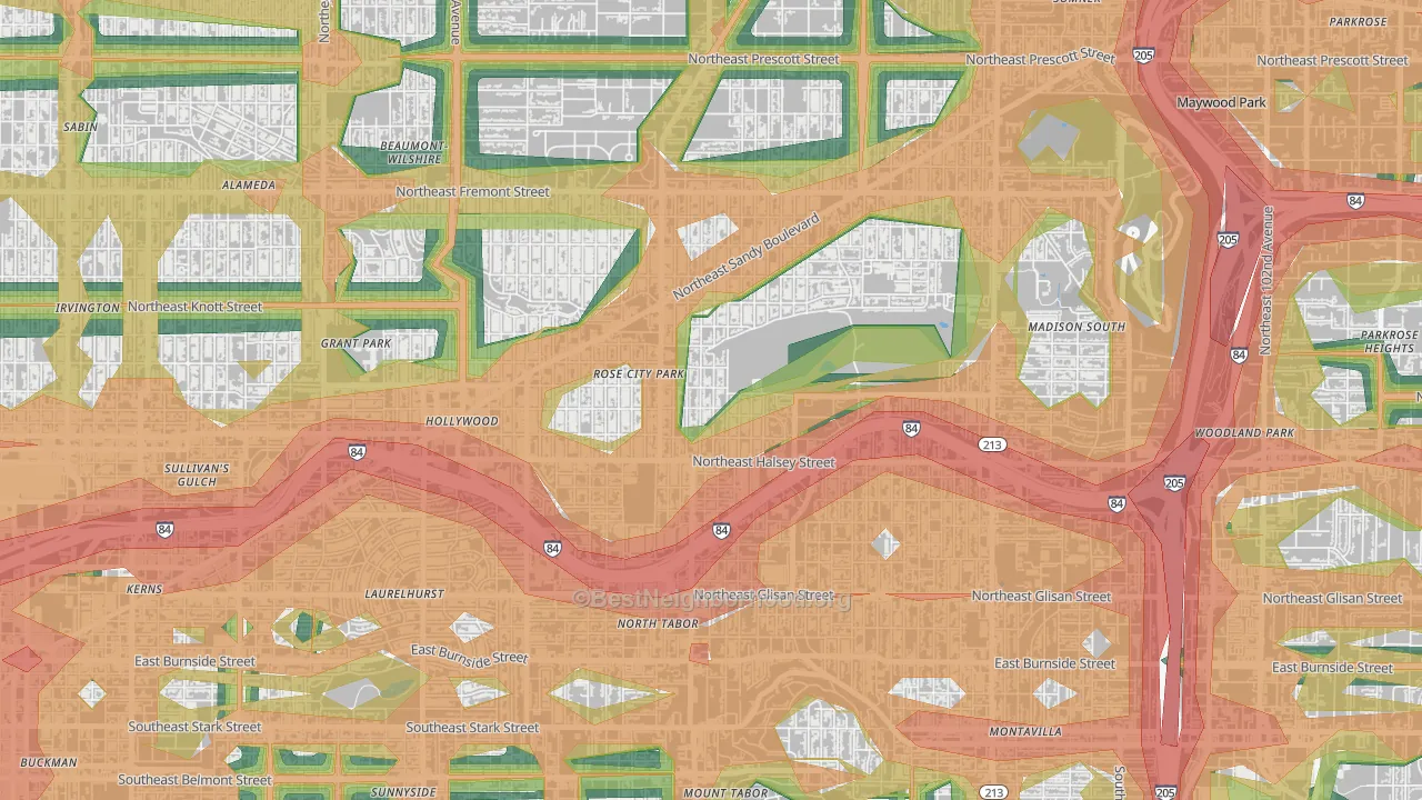 97213, OR Map of Noise Levels in 97213
