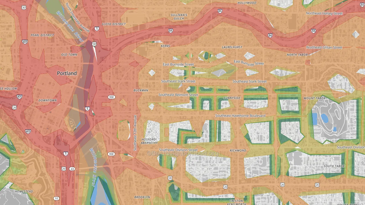 97214, OR Map of Noise Levels in 97214