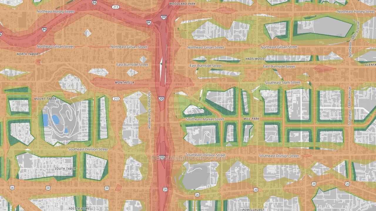 97216, OR Map of Noise Levels in 97216