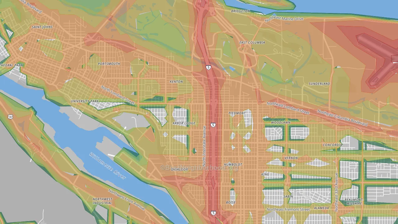 97217, OR Map of Noise Levels in 97217