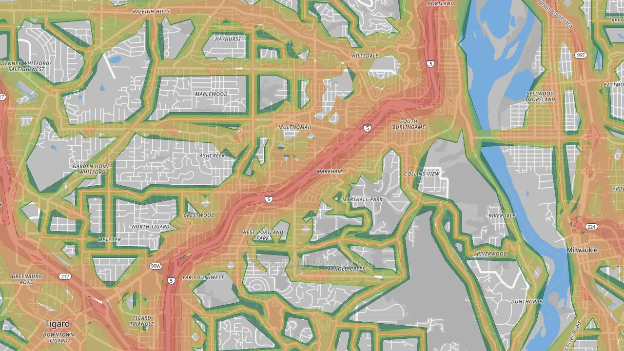 97219, OR Map of Noise Levels in 97219