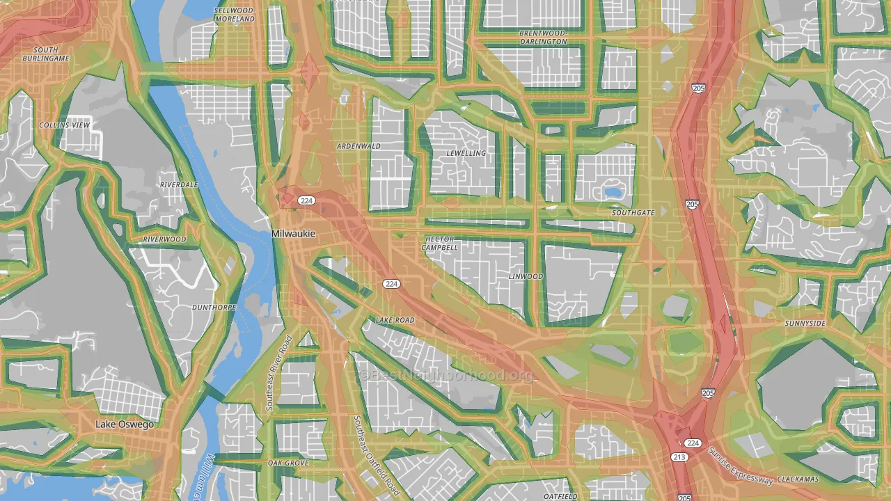 97222, OR Map of Noise Levels in 97222