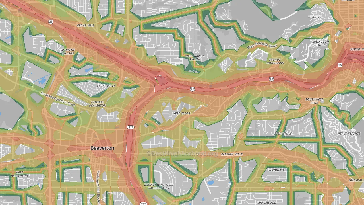 97225, OR Map of Noise Levels in 97225