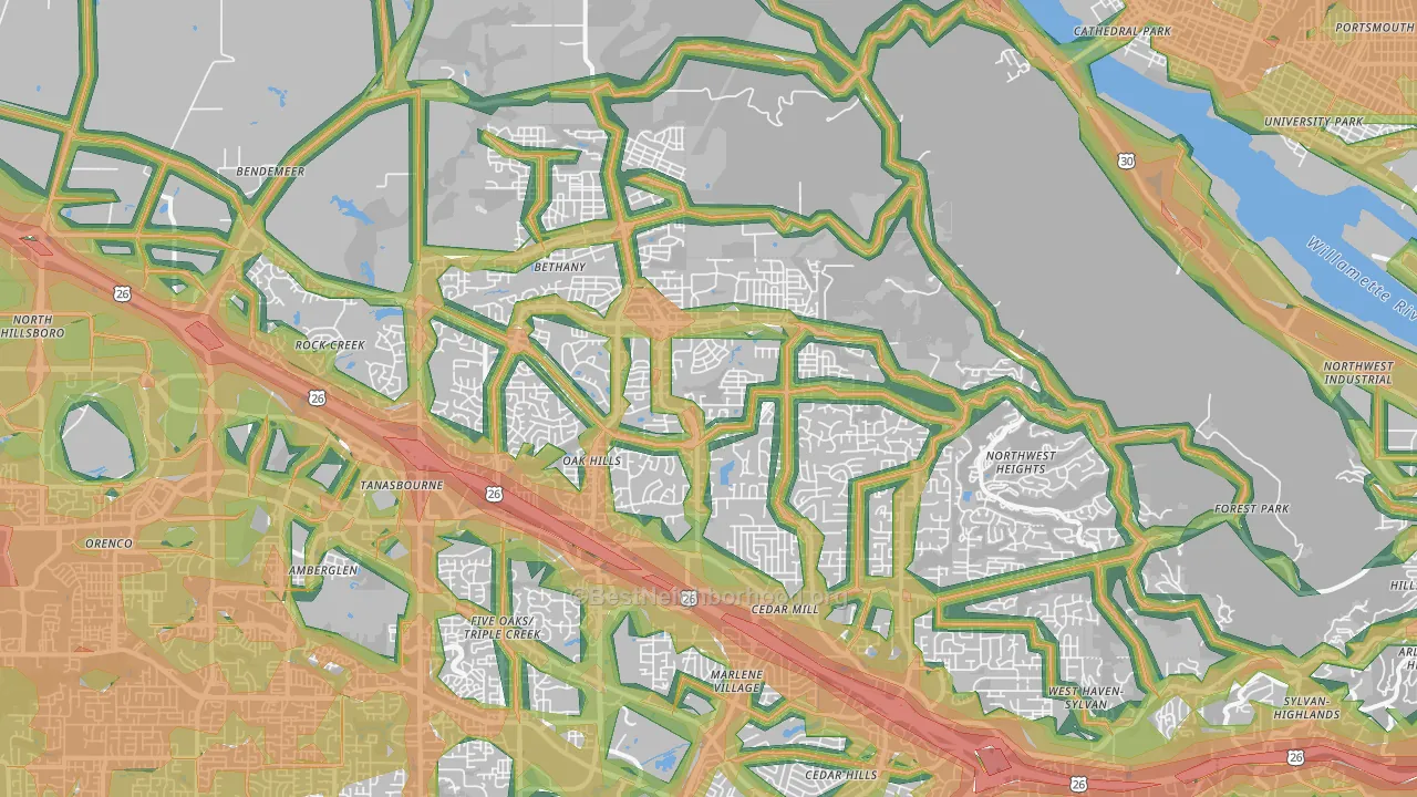 97229, OR Map of Noise Levels in 97229