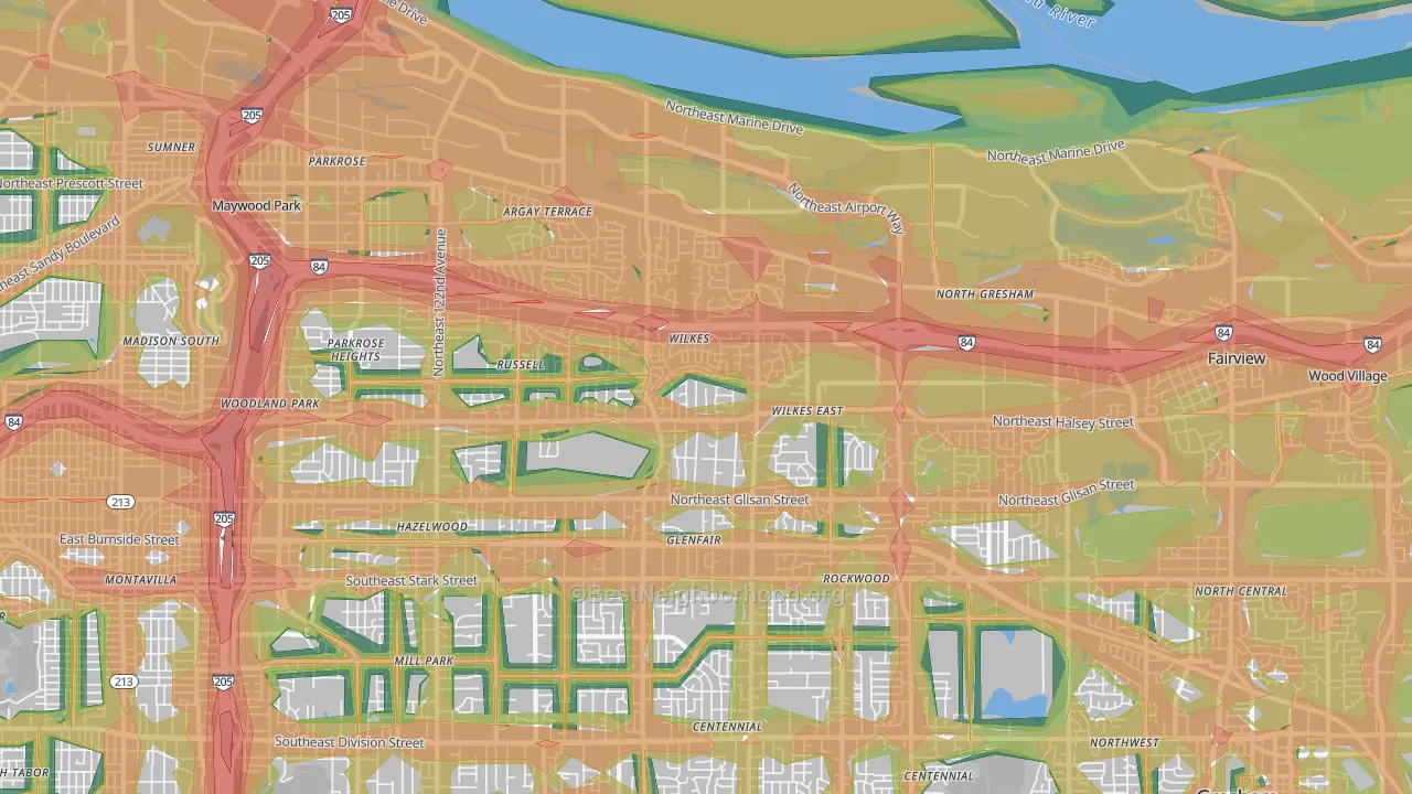 97230, OR Map of Noise Levels in 97230