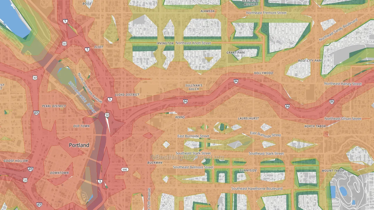 97232, OR Map of Noise Levels in 97232