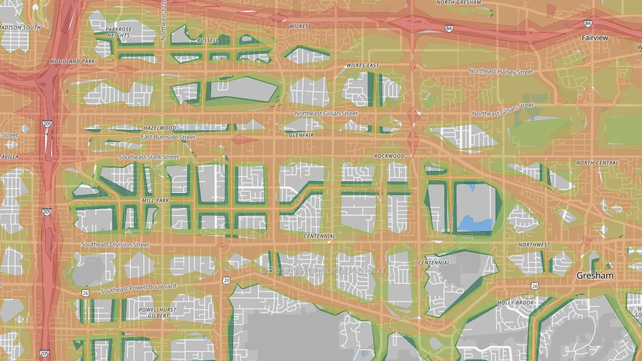 97233, OR Map of Noise Levels in 97233