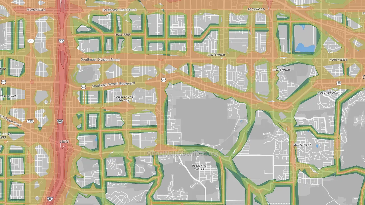 97236, OR Map of Noise Levels in 97236